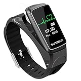 Wenweitrade Intelligentes Armband Bluetooth Headset Zwei-in-Einheite-Herzfrequenz-Monitor Smart Watch,Black