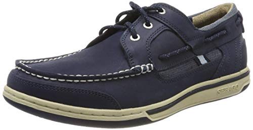 Sebago TRITON THREE EYE - Náuticos de cuero para hombre, color Azul (Blue Night/ Blue Lea), talla 42 EU