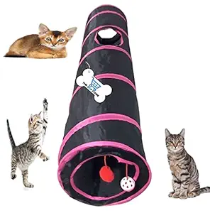 The DDS Store 2 Way Cat Tunnel, Collapsible Pet Toy Tunnel Ball Cat, Puppy, Kitty, Kitten, Rabbit- 1 Piece ( Color May Vary )