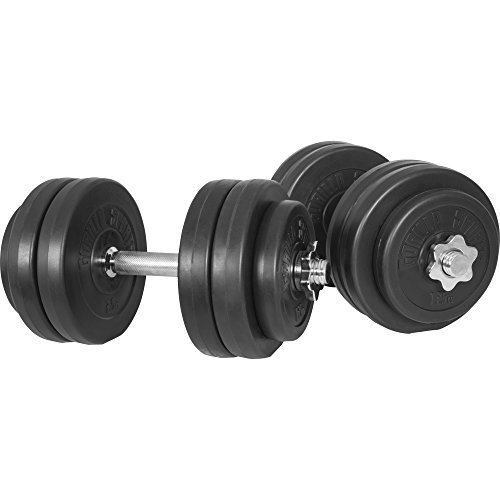 Gorilla Sports Kurzhantel-Set 30Kg (2x verchromte Hantelstange 43cm ,4×1,25 und 8×2,5Kg Hantelscheibe Kunststoff) - 3