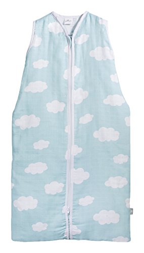 Jollein 048-516-65055 Schlafsack Sommer 90 cm, Mull Clouds jade