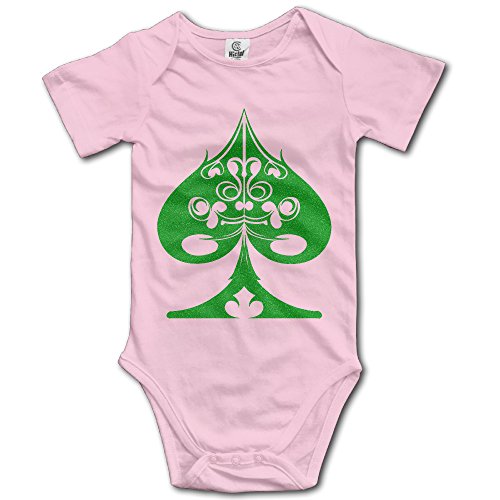 Baby Infant Boy Girl Poker Card Spade One-Piece Short Sleeve Romper / Bodysuit / Onesie Pink 24 Months