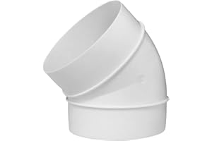 EUROPLAST Ø 100mm Codo de 45 Grados - Conector para Tubos Redondos de Ventilación - Tubo/Conducto de Ventilación - Plástico PVC