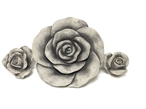 Steinfigur Set Rosen Blumen Rose Grabschmuck Shabby Vintage Landhausstil gross - 6
