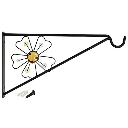 COM-FOUR 2x Wandhalterung aus pulverbeschichteten Stahl für Blumenampeln, Windspiele, etc. im Blumendesign, ca. 30 x 17 cm, inkl. Schrauben und Dübel - 2