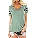 Produktbild Moonuy,Frauen Tops, Damen Kurzarm Pullover Criss Cross vorne V-Ausschnitt Patchwork T-Shirt Bluse Patchwork 2018 Sommer heißer Stilvolle Kleidung (EU 40 / Asien XL, Grün)
