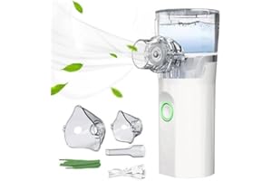 TEKXDD Inhalateur et Nébuliseur Portable, avec 3 Masques et Mode Silencieux - Nébuliseur Portable à Recharge USB-C, <5μm et Débit Réglable, 86g Ultra-Léger pour Voyage et Maison