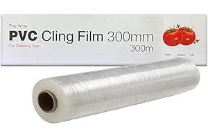 Tezraftaar® PVC Catering Cling Film 300mm x 300m 12" Clear Food Wrapping Kitchen Film for Food Safety