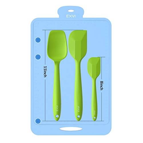 EXVI 3-teilig Flexible Spachtel Silikon-Set Hitzebeständig Antihaft (Grün) - 7