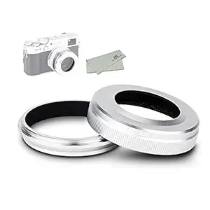 Metal Lens Hood for Fujifilm X100V X100F X100T X100S X100, 49mm Filter Adapter Ring and Lens Shade Set, Replaces Fujifilm LH-X100 Hood and AR-X100 Adapter Ring (Silver)