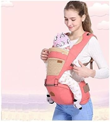 New Infant Backpack Comfortable Baby Hipseat Carrier Infant Backpack Waist Stool 5 in 1 Carry Ways Carrier Sling (Peach)