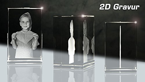 Glas Porträt von beliebigen Fotos (2D)| Größe: 80x50x50mm (small) | Form: Quader - 3