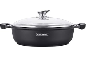 Royalty Line - RL-BR26M - Cacerola Baja con Tapa de Cristal, Antiadherente, Inducción, 26 cm