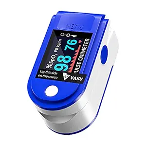 DR VAKU Pulse Oximeter Fingertip, Blood Oxygen Saturation O2 Monitor, Finger Meter, with Four Color TFT Screen - Blue