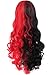 MapofBeauty Multi-color Lolita Long Curly Clip on Ponytails Cosplay Wig (Black/ Red)