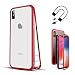 Produktbild iPhone 7 Plus / iPhone 8 Plus Hülle Magnet 9H Tempered Glass Backcover, Coollee Handyhülle Kreativ 360 Grad Magnetic Metall Frame Bumper Eingebaute Magnetische Adsorption Transparent Gehärtetem Glas Back Cover Klapphülle Metallrahmen Magnetverschluss Handytasche Ultra Dünne Slim Phone Case Etui Stoßabsorbierend Shockproof Schutzhülle für Apple iPhone 7 Plus/8 Plus 5,5 Zoll (Klar Rot)
