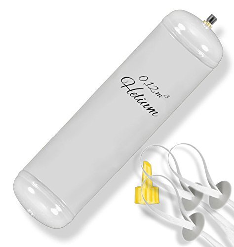 Helium Ballongas 105 Liter Einwegflasche für Ballons aus Latex oder Folienballons + 20 Stück Schnellverschlüsse Ballonverschlüsse mit Band von Haus der Herzen®
