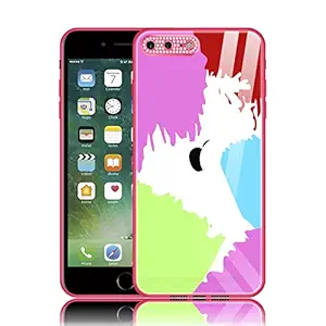 Case Creation Watercolor Series - Liquid Painting Tempered Glass TPU Shockproof Gradient Diamond Sparkle Camera Protection Back Case Colorful Cover for Apple iPhone 8 Plus - (Tie dye, Pattern 1)