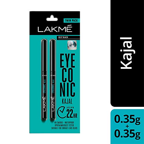 Lakme Eyeconic Kajal Twin Pack, Black, 0.35g with 0.35g price