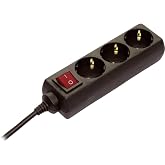 as - Schwabe Triple Power Strip with Power Saving Switch, Black, 11362
