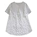 Produktbild ESAILQ Frau LäSsige Lose Feste Oansatz Shirt Kurzarm Baumwolle Stickerei Top(X-Large,Weiß)