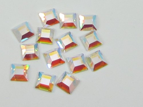Genuine Swarovski Crystal Foiled Flat Back Gem Rhinestone - 2400 Square AB - 3 mm / Pack of 24 pcs