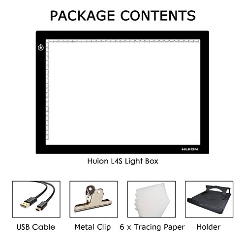 Huion 17.7 „Extra Thin Licht PAD 5mm LED-Zeichnung kopieren Tracing Schablone Verpflegung Tabelle Tatoo Pad Translucent Leuchtkasten mit Multifunktionshalter, Zeichenbrett Clip, Pauspapier (L4S Holder) - 2