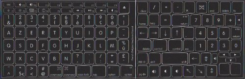 Tastatur mit Kleber AZERTY belgische MAC auf schwarzem Hintergrund