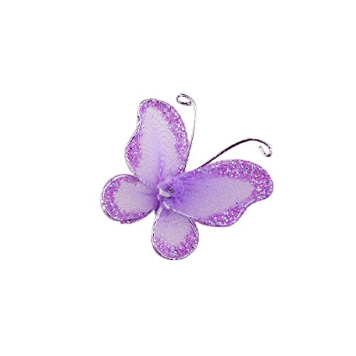 LUOEM 50 Stück Glitter Schmetterlinge Künstliche Schmetterlinge Schmuck für Hochzeiten Schiere Maschendraht mit Edelstein - 3