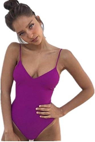 BIKIWAVE 2018 New Arrival Sexy One Piece Swimsuit Women Swimwear High Cut Padded Bathing Suits Backless Brazilian Beach Wears (L(Bust:30-36inch Hips 33-38inch), Purple)