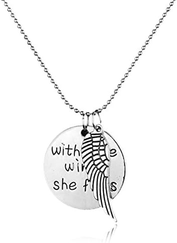 Fajewellery Christmas Gift Ideal Engraved Letter Necklace Snowflake Angel Wing Pendant Pendant Necklace