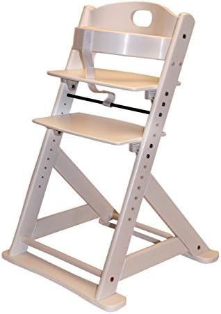 SIT Luxury White Adjustable Wooden Highchair - 6mths + - Removible Bumper Bar