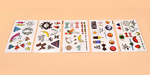 Chileeany Lot DE 15 Tatouages Temporaire Tattoos Étanche 105 x 60 mm,Motifs Variés (Blanc)