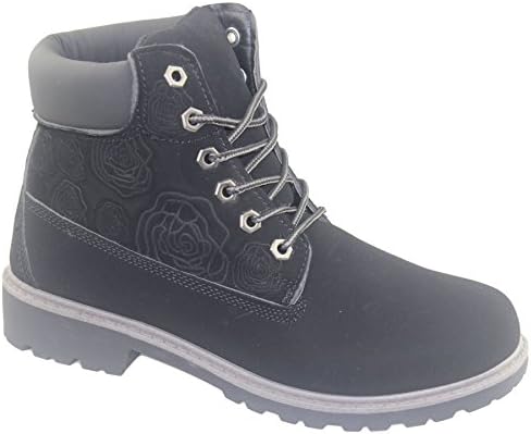 Womens Ankle Boots Combat Hiking Work High Top Desert Lace Up Shoes Black Size UK 6 EU 39 US 8