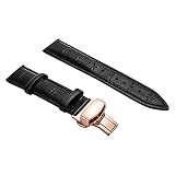 BONSTRAP Damen Leder Uhrenarmband 16mm Schwarz