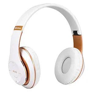 ROXO P30 Wireless Bluetooth Headphone Memory Card and AUX Support (White)