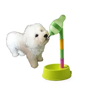 NACOCO Pet Standing Water Dispenser Cat Dog Standing Bowl with Detachable Pole Automatically Feeding Water Height Adjustable (Green)