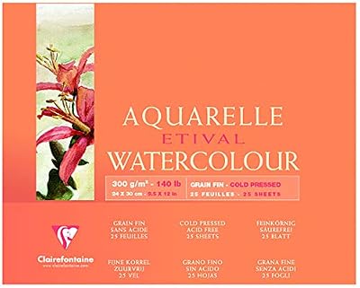 Clairefontaine 96471C - Un bloc encollé 4 côtés Papier Etival Grain fin 25 feuilles 24x30 cm 300g