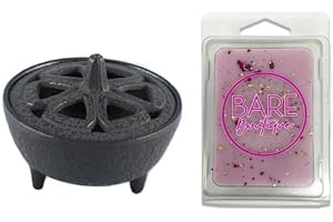 BARE BOUTIQUE Cast Iron wax Melter For Log Burner With Rose Wonderland Wax Melt Clamshell. Log Burner Accessories, Wood Burner Accessories. No Flame Wax Melter for Stove.…