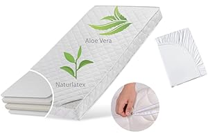 ‎KIDS COLLECTIVE Kids Collective Kindermatratze 80x180 cm Latex Deluxe mit Aloe Vera-Bezug, Spannbettlaken und Zwei Härtegraden, 10 cm hoch, Kindermatratze 80 x 180 Matratze für Kinderbett, Körpergewicht bis 60kg
