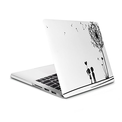 kwmobile Hardcase Laptop Hülle für Apple MacBook Pro Retina 13″ (ab Ende 2012) – Pusteblume Love Design Schwarz Weiß dünne gummierte Schutzhülle Cover Case Tasche - 5