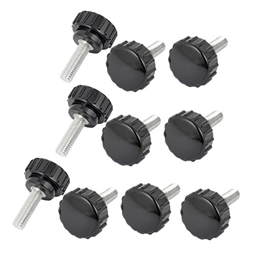 sourcingmap® M6 x 22mm x 20mm Stecker Gewinde Runder Kopf Schwarz Handgriff Knopf 10 Stk
