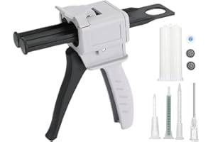 BEFITERY Pistola per colla epossidica da 50 ml AB 1:1, set di pistole per colla miste, con miscelatore statico, pistola dosatrice per colla per fai da te