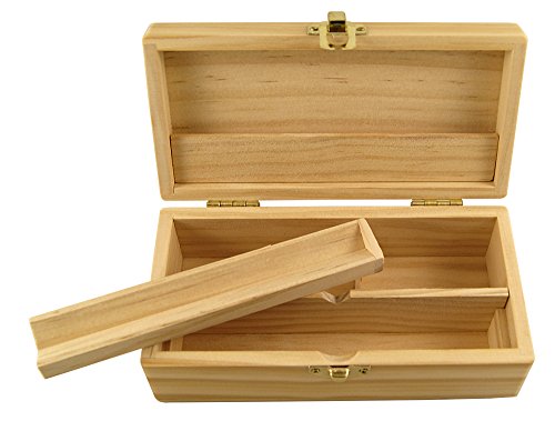 RS Jointbox Holzbox S hoch 166 x 83 x 57 mm 3 Fächer inkl. Geheimfach Blättchenhalter + RAW KS Connoisseur Papers Tips + 4m Hemp Wick + Fight 4 Legal Ansteck Button 25mm - 3