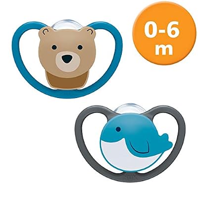 NUK Space sucette , 0-6 mois, silicone, ours et baleine, lot de 2