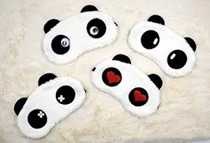 TRENDSLY Sleep Eye Mask, Lightweight & Comfortable Super Soft Adjustable Eye Mask for Sleeping, Travel, Night Blindfold Eyeshade for Girls Kids Women ?White Panda Furry Eye mask- Pack of 1