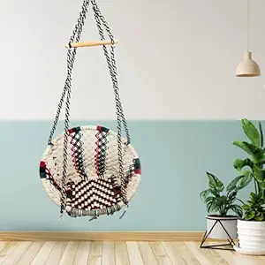 Curio Centre Round Cotton Home Swing with Accessories (70 cm X 50 cm X 43 cm, Multicolour)