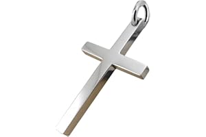 FORFOX Collana con ciondolo a forma di croce cristiana in argento sterling per uomo donna catena da 50 cm