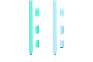 Quesuc Custodia in Silicone Compatibile con Apple Pencil 2, Porta Accessori Custodia Protettiva Antiscivolo Bella Morbida Impugnatura per Penna e 3 Cappucci per Penna, 2021/2020/2018 (Blu e Verde)