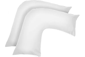GHAZLAN V Shaped Pillow Case Cover - 2 Pack Poly-Cotton Orthopedic Pillowcase To Fit V shape pillows For Back, Neck & Leg Support in Pregnancy, Maternity & Orthopaedic - Body Support Pillow (White)